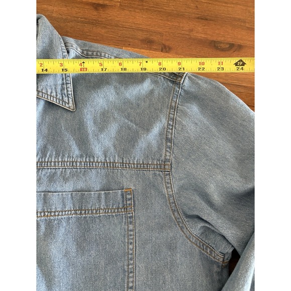 Vintage Request Denim Jacket  Size Extra Large Shirt Quilted‎ Back Button Detail - Picture 10 of 16